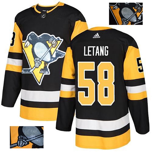 Adidas Penguins #58 Kris Letang Black Home Authentic Fashion Gold Stitched NHL Jersey